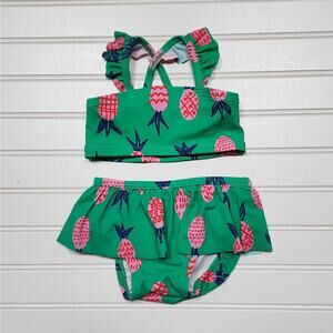 Hanna Andersson Pineapple Two Piece Swimsuit Size 12-18 Months Green/Pink/Navy